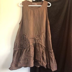 Sarah Clemens Linen Flower Tunic Dress S/M